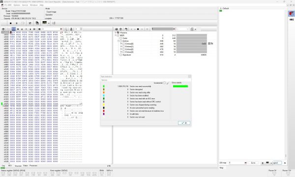 Výsledek čtení v PC-3000 Data Extractor
