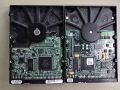 Circuit boards (PCBs) of both Maxtor drives &ndash; four years of evolution in a single frame.
