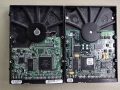 Circuit boards (PCBs) of both Maxtor drives &ndash; four years of evolution in a single frame.